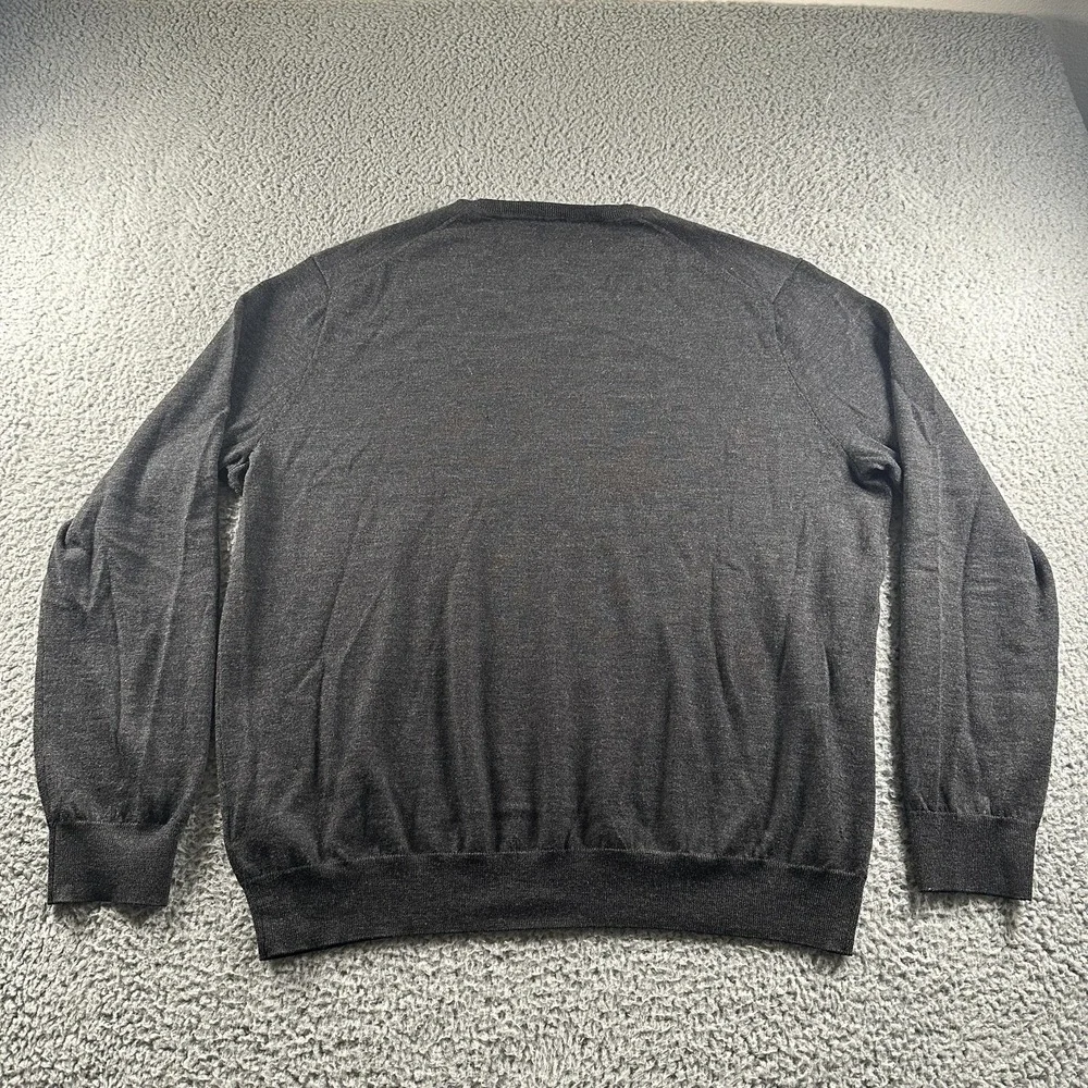 Polo Ralph Lauren Sweater Mens 2XL Gray Merino Wool V-Neck Knit Long Sleeve